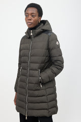 Moncler Down Talev Leather Trimmed Coat