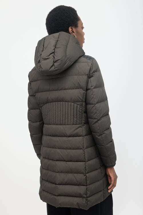Moncler Down Talev Leather Trimmed Coat