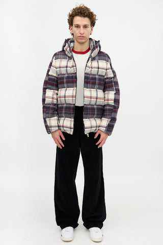 Moncler Gamme Bleu Plaid Down Coat