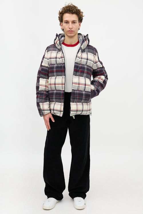 Moncler Gamme Bleu Plaid Down Coat