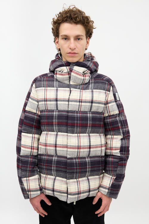 Moncler Gamme Bleu Plaid Down Coat