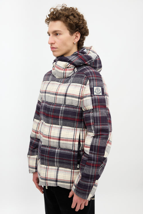 Moncler Gamme Bleu Plaid Down Coat