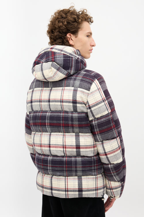Moncler Gamme Bleu Plaid Down Coat