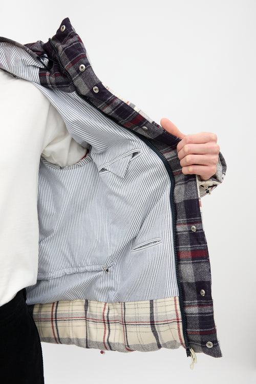 Moncler Gamme Bleu Plaid Down Coat