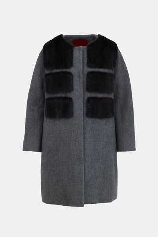 Moncler Gamme Rouge Fur Patch Coat