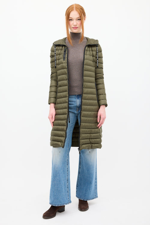 Moncler Green Down & Nylon Logo Suvette Puffer Coat