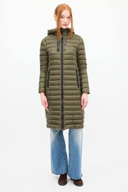 Moncler Green Down & Nylon Logo Suvette Puffer Coat