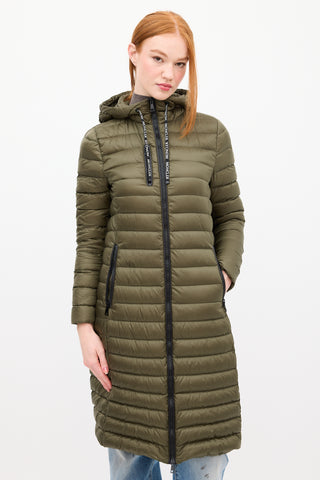 Moncler Green Down & Nylon Logo Suvette Puffer Coat