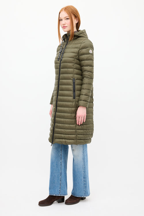 Moncler Green Down & Nylon Logo Suvette Puffer Coat