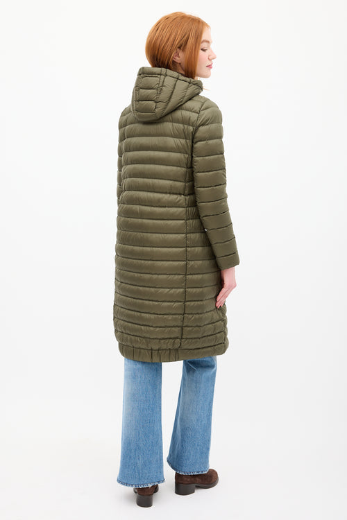 Moncler Green Down & Nylon Logo Suvette Puffer Coat