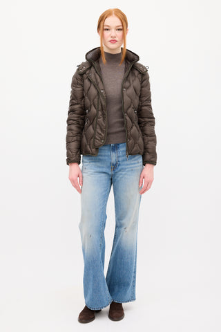 Moncler Green Down & Nylon Marmotte Puffer Jacket