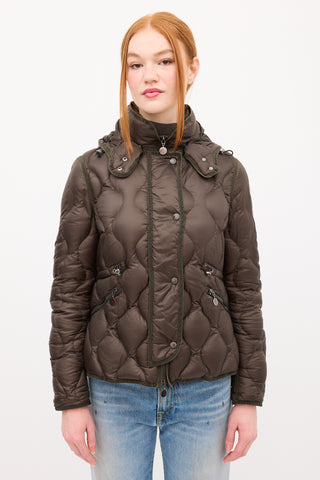 Moncler Green Down & Nylon Marmotte Puffer Jacket