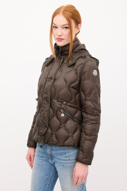 Moncler Green Down & Nylon Marmotte Puffer Jacket