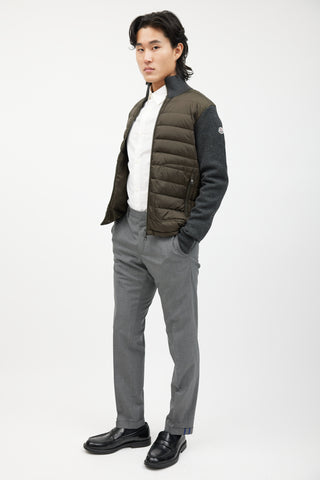 Moncler Green & Grey Knit Quilted Down Jacket