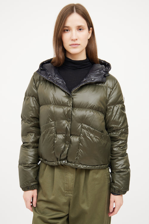 Moncler Green Bardanette Crop Puffer Jacket