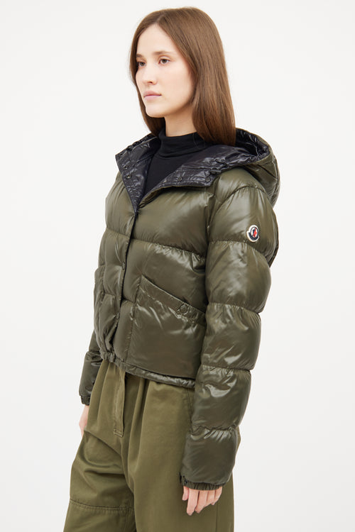 Moncler Green Bardanette Crop Puffer Jacket