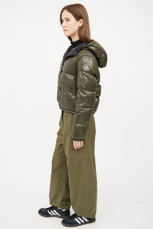 Moncler Green Bardanette Crop Puffer Jacket