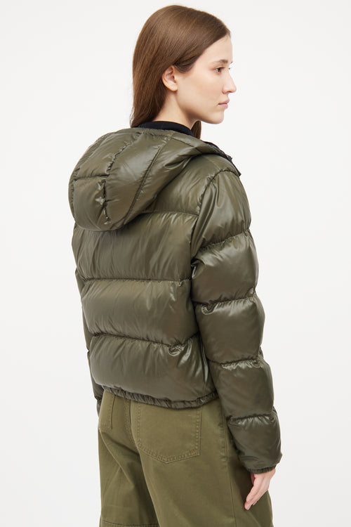 Moncler Green Bardanette Crop Puffer Jacket