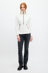 Moncler Grenoble White Maglia Lupetto Con Zip Sweater