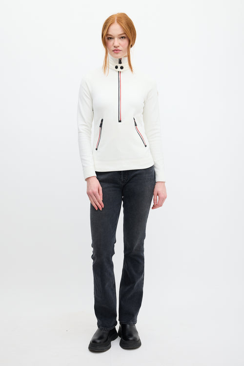 Moncler Grenoble White Maglia Lupetto Con Zip Sweater