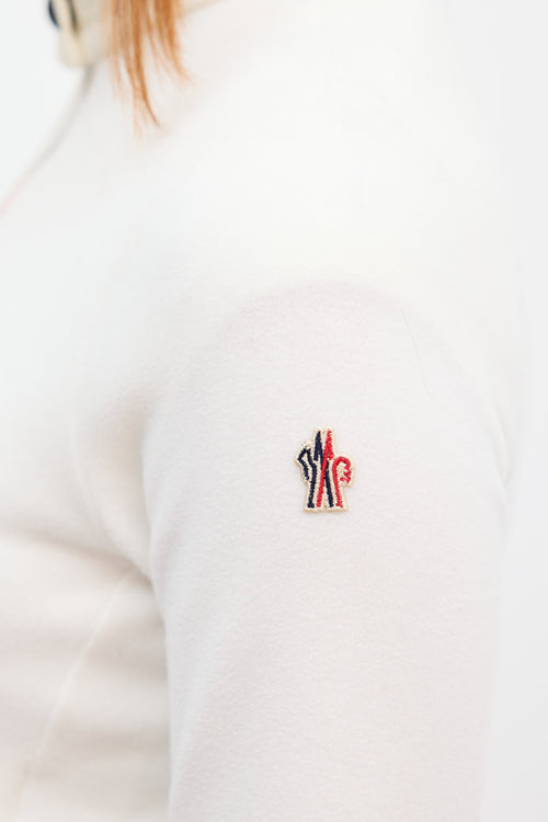 Moncler Grenoble White Maglia Lupetto Con Zip Sweater