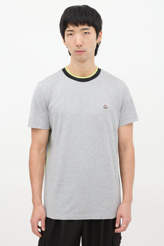 Moncler Grey Contrast Stitch Patch Logo T-Shirt