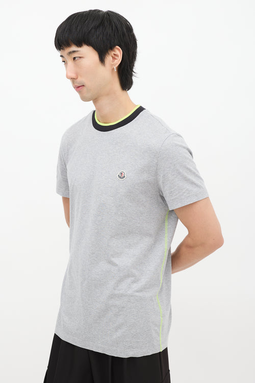 Moncler Grey Contrast Stitch Patch Logo T-Shirt