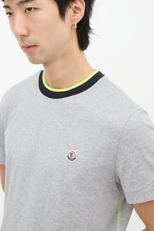 Moncler Grey Contrast Stitch Patch Logo T-Shirt