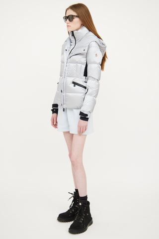 Moncler Silver Grenoble Antabia Down Puffer Coat
