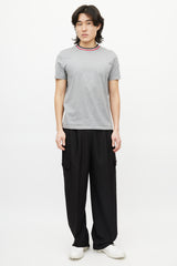 Moncler Grey & Multicolour Striped Collar T-Shirt