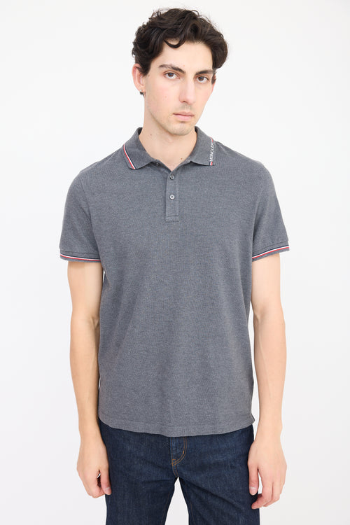 Moncler Grey & Multicolour Striped Polo