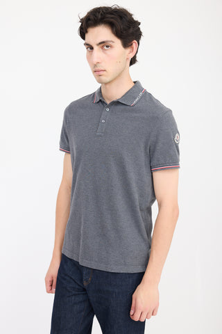 Moncler Grey & Multicolour Striped Polo