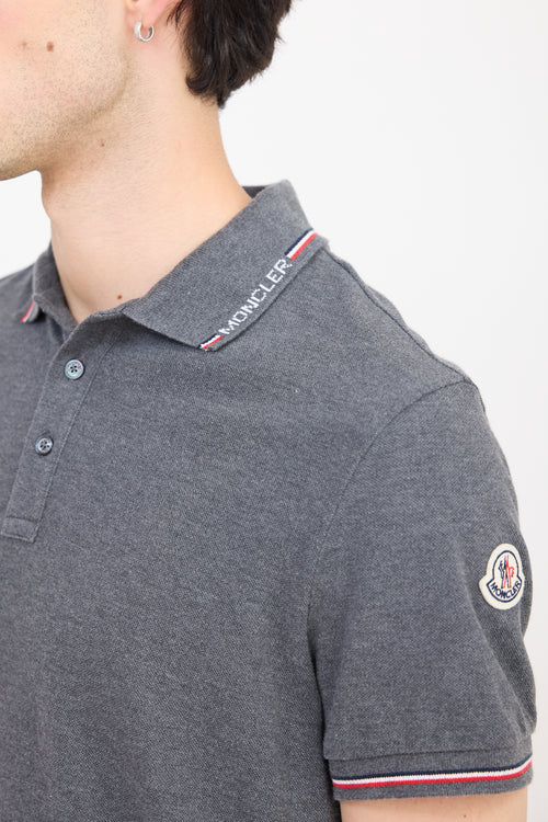 Moncler Grey & Multicolour Striped Polo