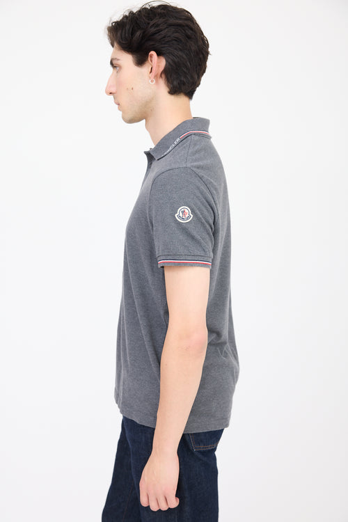 Moncler Grey & Multicolour Striped Polo