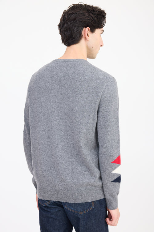 Moncler Grey & Multicolour Wool Geometric Knit Sweater