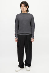 Moncler Grey & Multicolour Wool Striped Knit Sweater