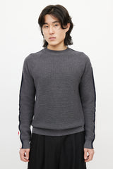 Moncler Grey & Multicolour Wool Striped Knit Sweater