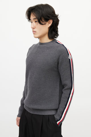 Moncler Grey & Multicolour Wool Striped Knit Sweater