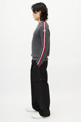 Moncler Grey & Multicolour Wool Striped Knit Sweater