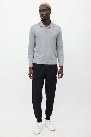 Moncler Grey & Navy Maglia Longsleeve Polo