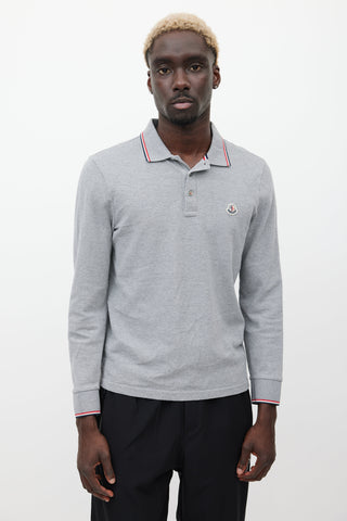 Moncler Grey & Navy Maglia Longsleeve Polo