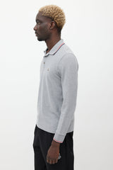 Moncler Grey & Navy Maglia Longsleeve Polo