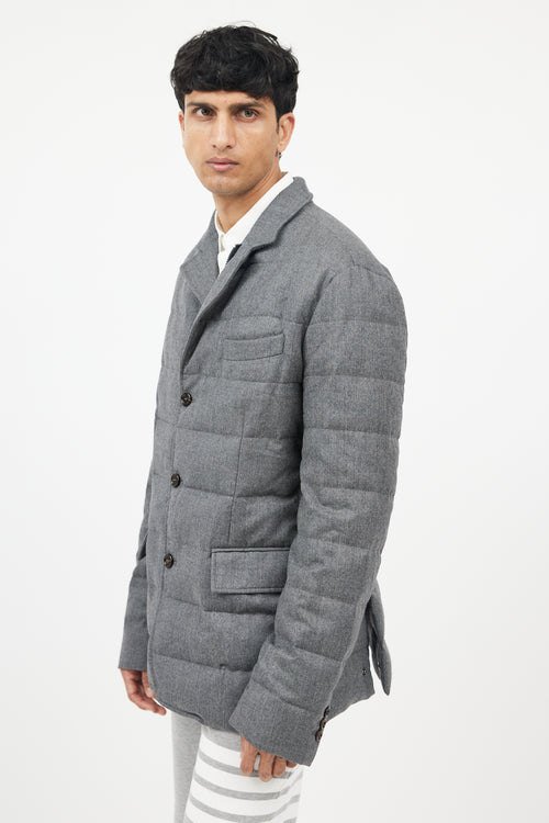 Moncler Grey Wool Down Puffer Jacket