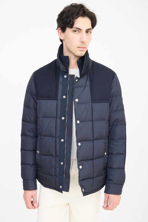 Moncler Navy Clovis Down Panelled Jacket