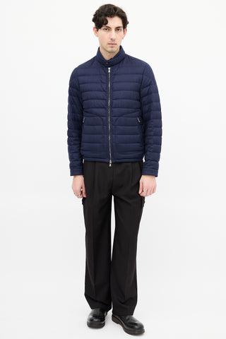 Moncler Navy Down & Wool Delabost Puffer Jacket