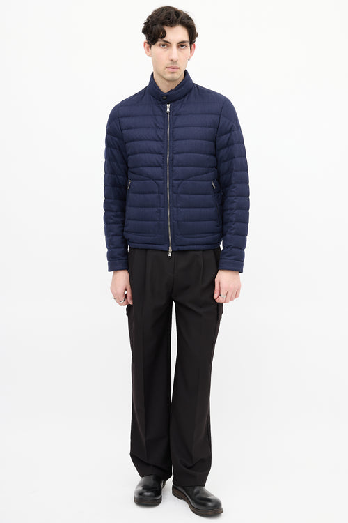 Moncler Navy Down & Wool Delabost Puffer Jacket