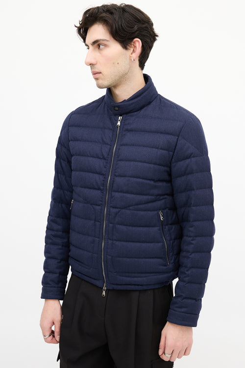 Moncler Navy Down & Wool Delabost Puffer Jacket