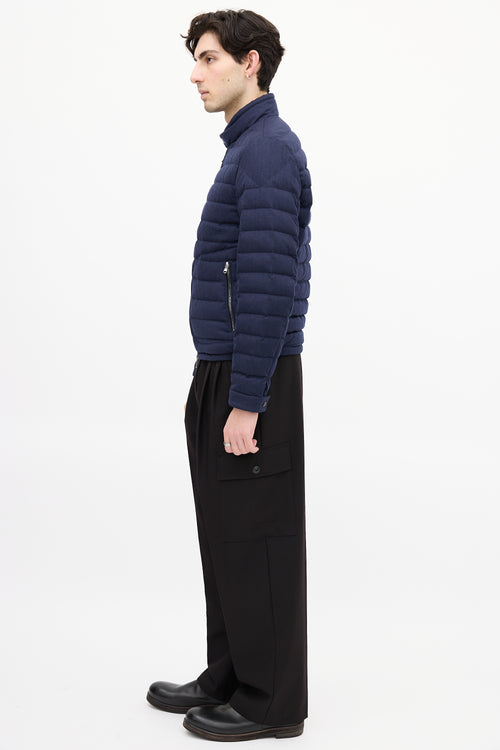 Moncler Navy Down & Wool Delabost Puffer Jacket