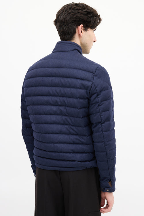 Moncler Navy Down & Wool Delabost Puffer Jacket