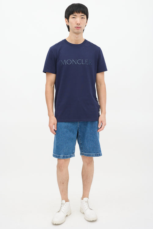 Moncler Navy Graphic Panel Rubber Logo T-Shirt